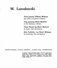 Three Poems of Henri Michaux