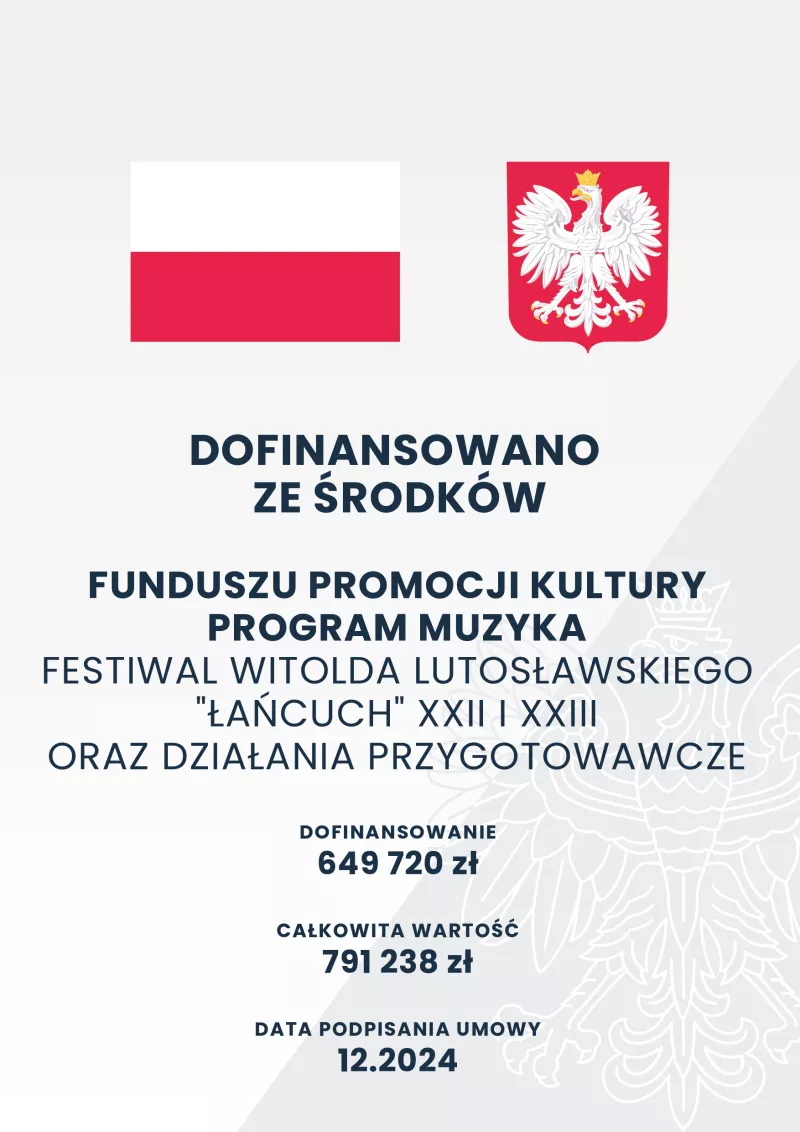 Festiwal Witolda Lutosławskiego „Łańcuch XXIII” - informacja o dofinansowaniu